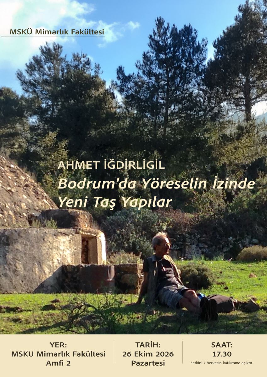 Ahmet İğdirligil'in Sunum Posteri - Poster'de Ahmet İğdirligil Bir Çam Ormanında Çimenlerin Üzerinde Oturuyor. Yakınında eski bir sarnıç var.